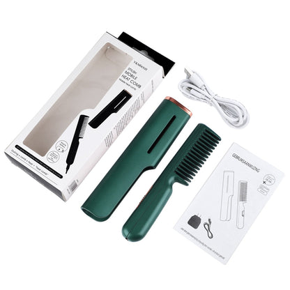 Maroon Asteria 2-in-1 hair straightener and ceramic curling brush, black with a sleek handle and heating plates for styling hair.