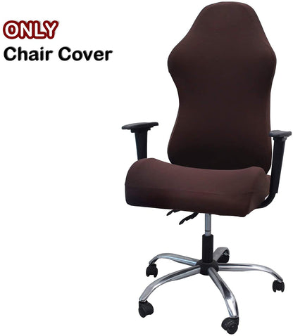 Maroon Asteria gaming chair slipcover on a computer desk chair, designed for office and gaming room protection.