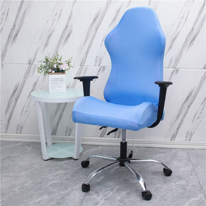 Maroon Asteria gaming chair slipcover on a computer desk chair, designed for office and gaming room protection.