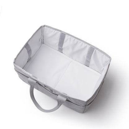Maroon Chronos diaper caddy for kids and babies, featuring organized compartments for easy diaper and baby essentials storage.