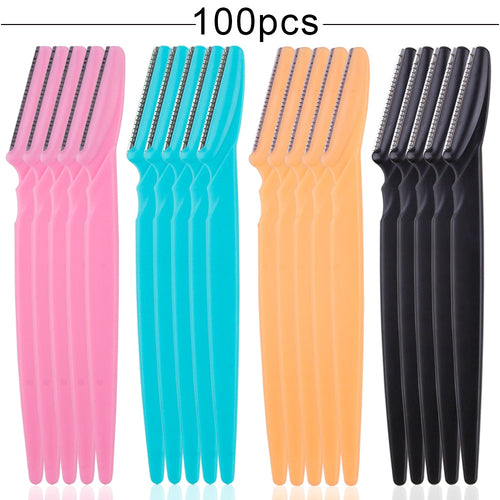 HD image of Maroon Asteria 100PCS eyebrow shaper and trimmer set, compact portable eye brow shaver for precise shaping and grooming.
