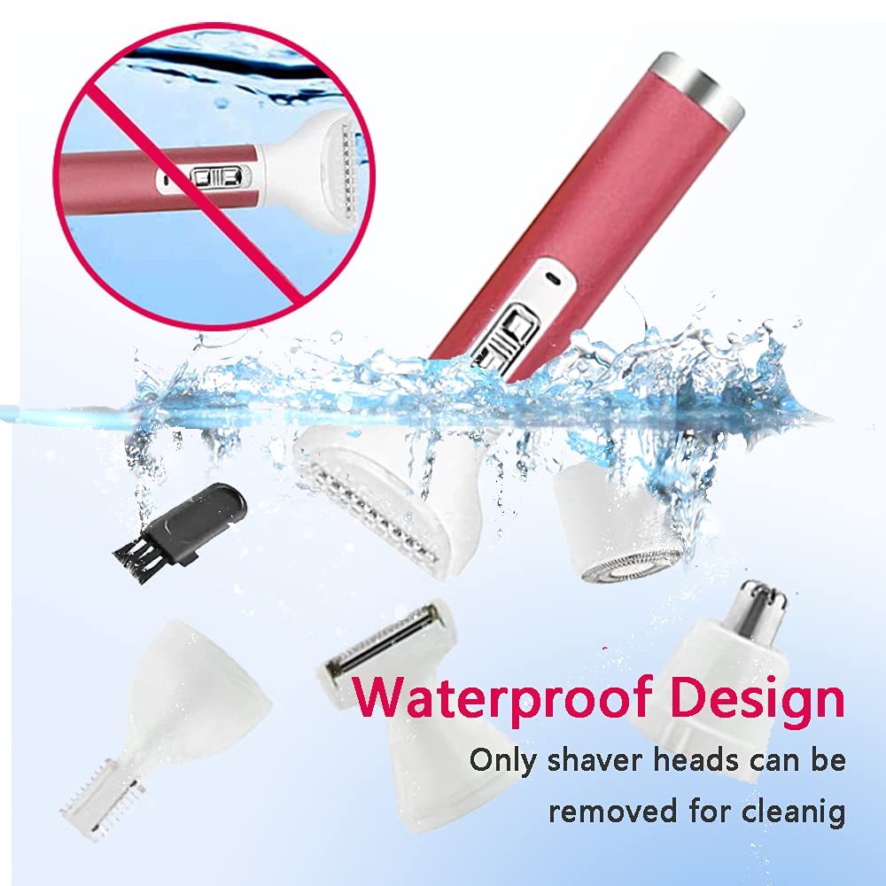 Maroon Asteria 5-in-1 women epilator and eyebrow trimmer with shaver for hair removal and grooming in a compact device.