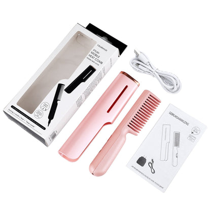 Maroon Asteria 2-in-1 hair straightener and curling brush with tourmaline ceramic plates for smooth, styled hair.