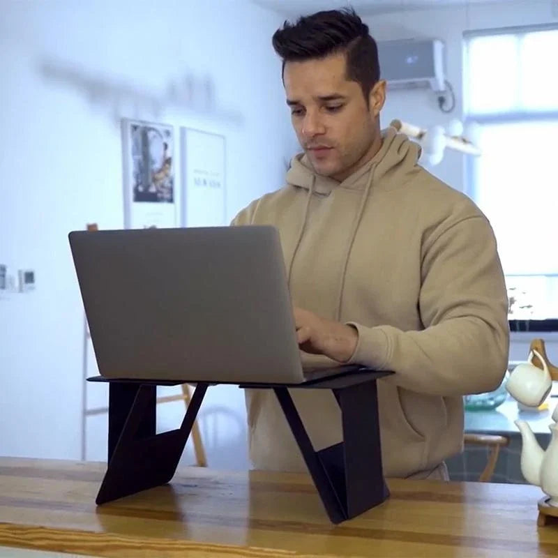 Portable Laptop Desk Stand: Foldable &amp; Adjustable, Ideal for Bed, Couch, Office - Black