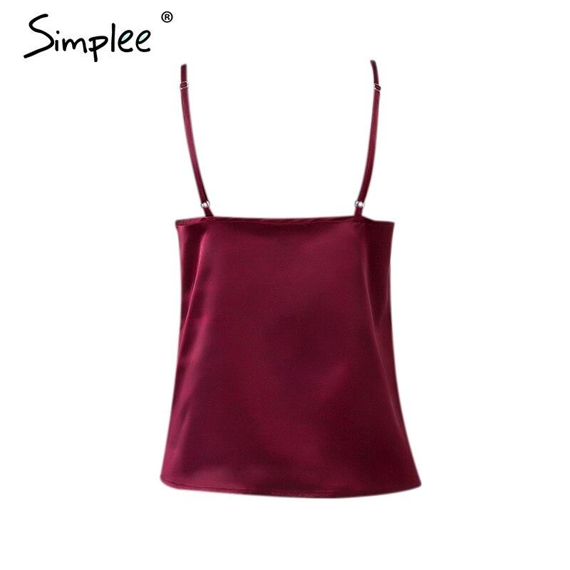 Women’s sexy solid lace satin V-neck cami by Fuchsia Simba, featuring elegant design and smooth satin fabric.