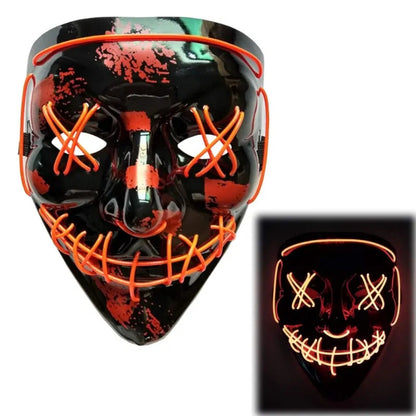 White Eucalyptus LED purge mask for Halloween, DJ party, glow-in-the-dark pet costume with light-up features.