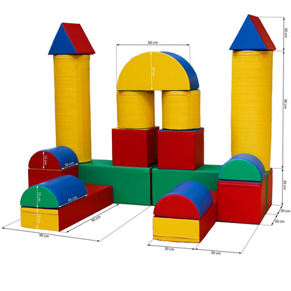 Blush Apricot Mega Fort furniture set with soft play elements, featuring colorful cushions and fabric panels for kids&