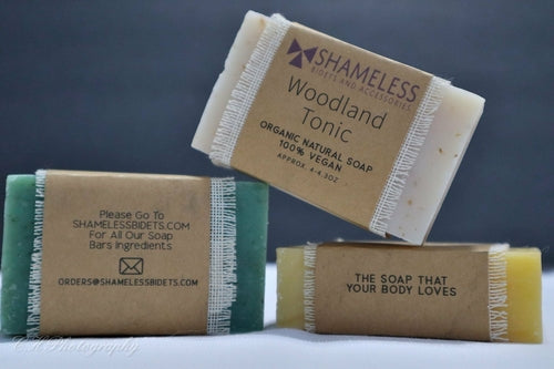 Organic coconut soap by Burgundy Crius, vegan healthcare product, showing a bar of natural coconut soap on a white background.