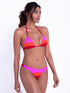 Red Medusa strawberry cheeky bikini bottom for activewear, featuring a vibrant, fitted design with side tie details.