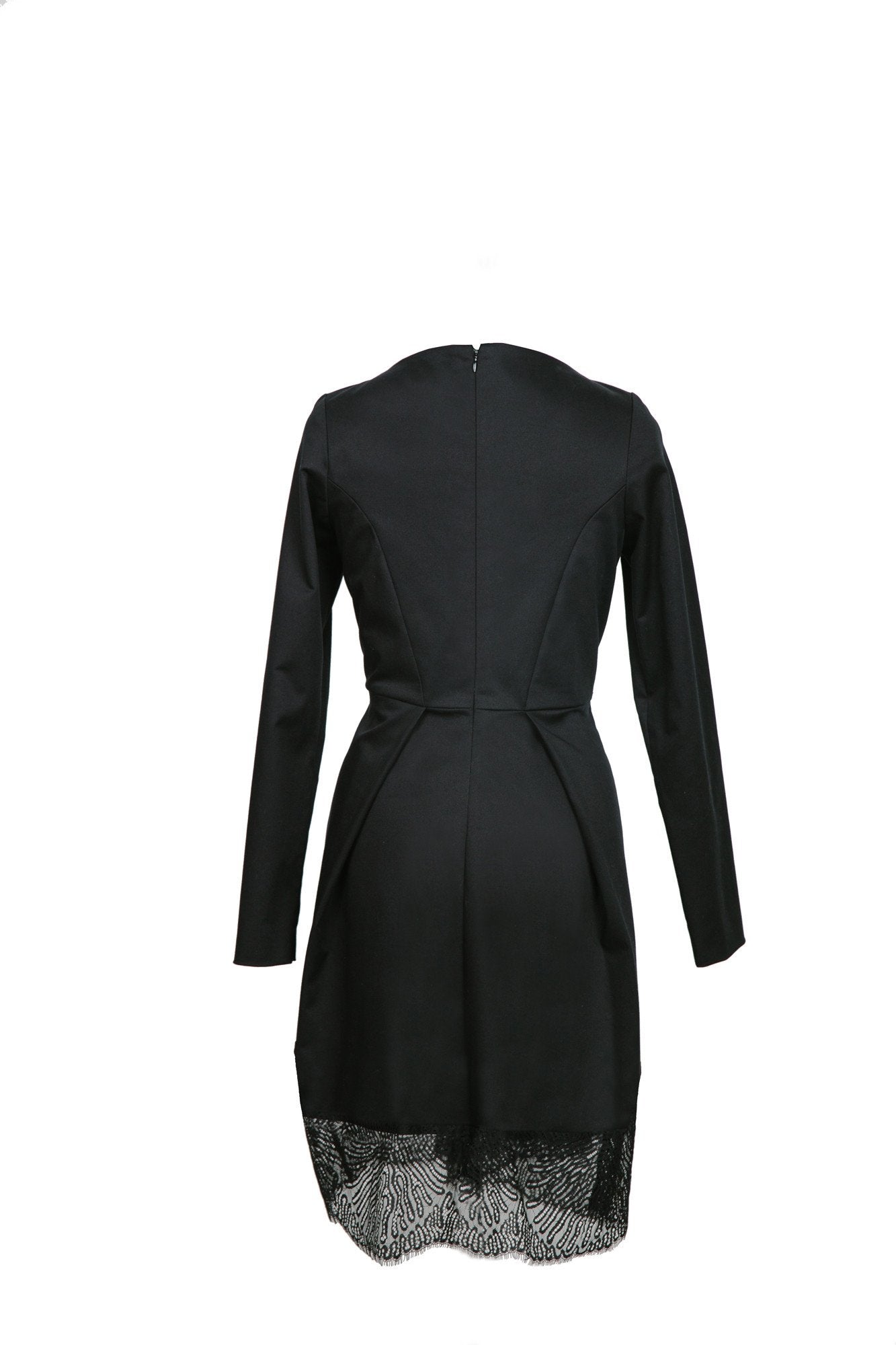 Salmon Bella First Lady dress shown from the back, elegant dress with flowing fabric and stylish design.
