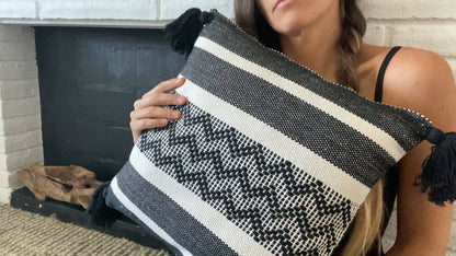 Violet Athena Zig Zag Accent Cotton Pillow Cover with colorful geometric pattern, decorative home accent pillow.