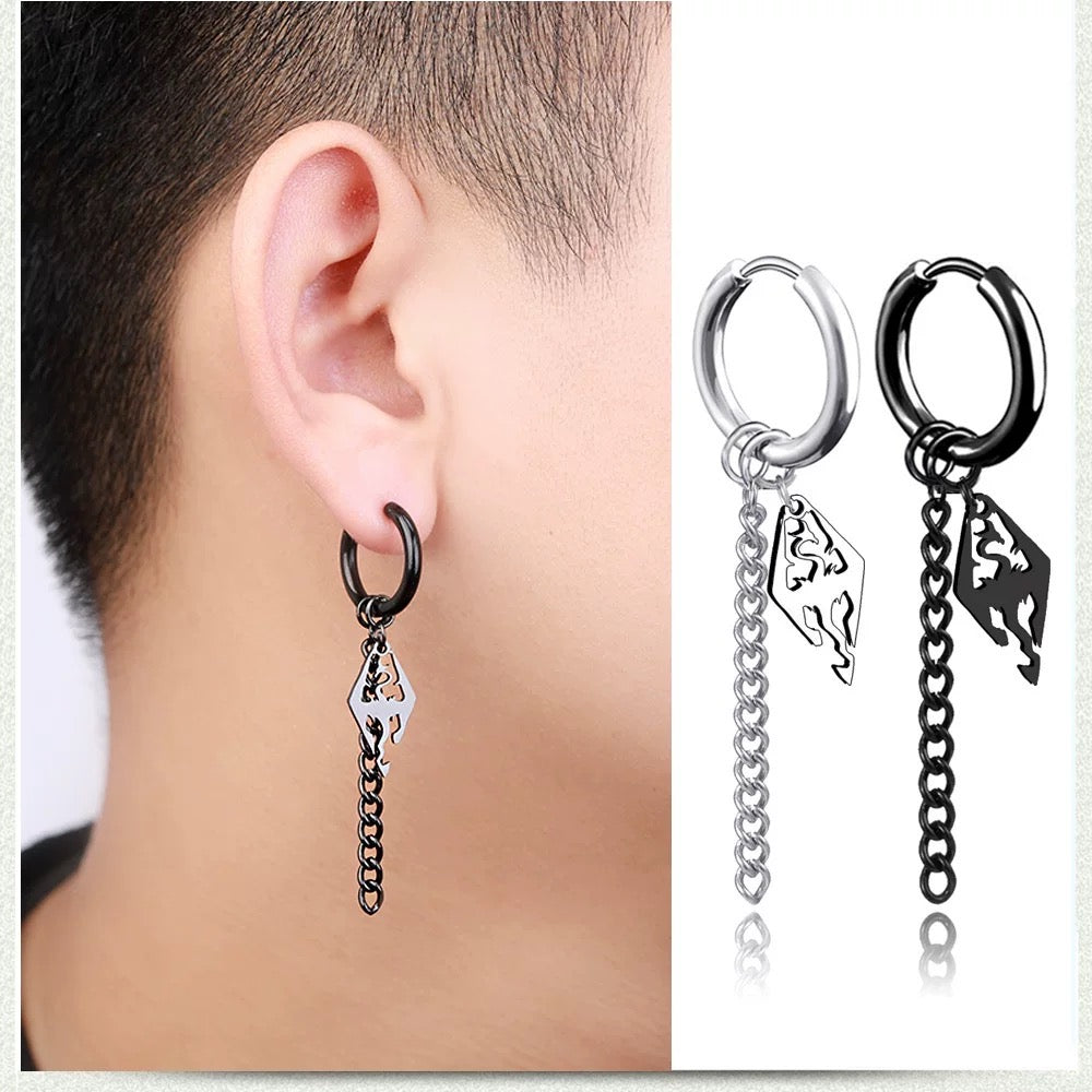 Silver Punk Eastdragon earrings by Blush Bella featuring intricate dragon design and edgy punk style jewelry.