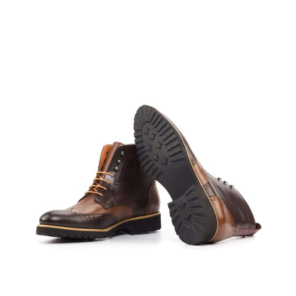 Magenta Apple CL89 Military Brogue Boots II in brown leather with perforated detailing and sturdy sole, stylish military-inspired footwear.