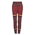 White Oliver Siefay On Iron Red Funky Activewear Leggings with bold red and black abstract pattern, close-up view of fabric and design.
