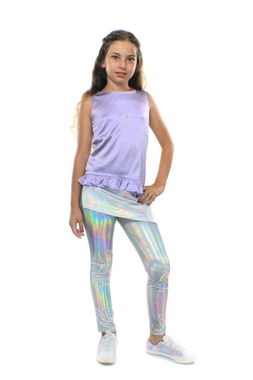 Sky Blue Beech Willow A-symmetric silk blouse for kids and babies, featuring elegant, flowing fabric and stylish design.