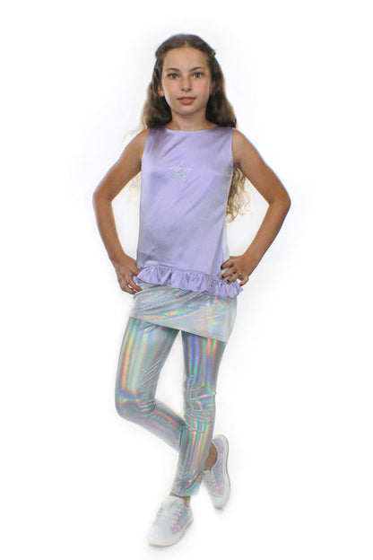 Sky Blue Beech Willow asymmetric silk blouse for kids and babies, featuring a stylish, elegant design in soft silk fabric.