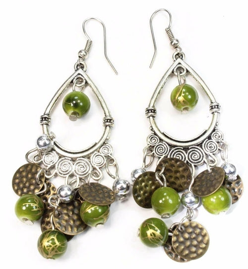 Silver Hestia Untamed chandelier earrings with intricate design and dangling elements, stylish jewelry for elegant occasions.