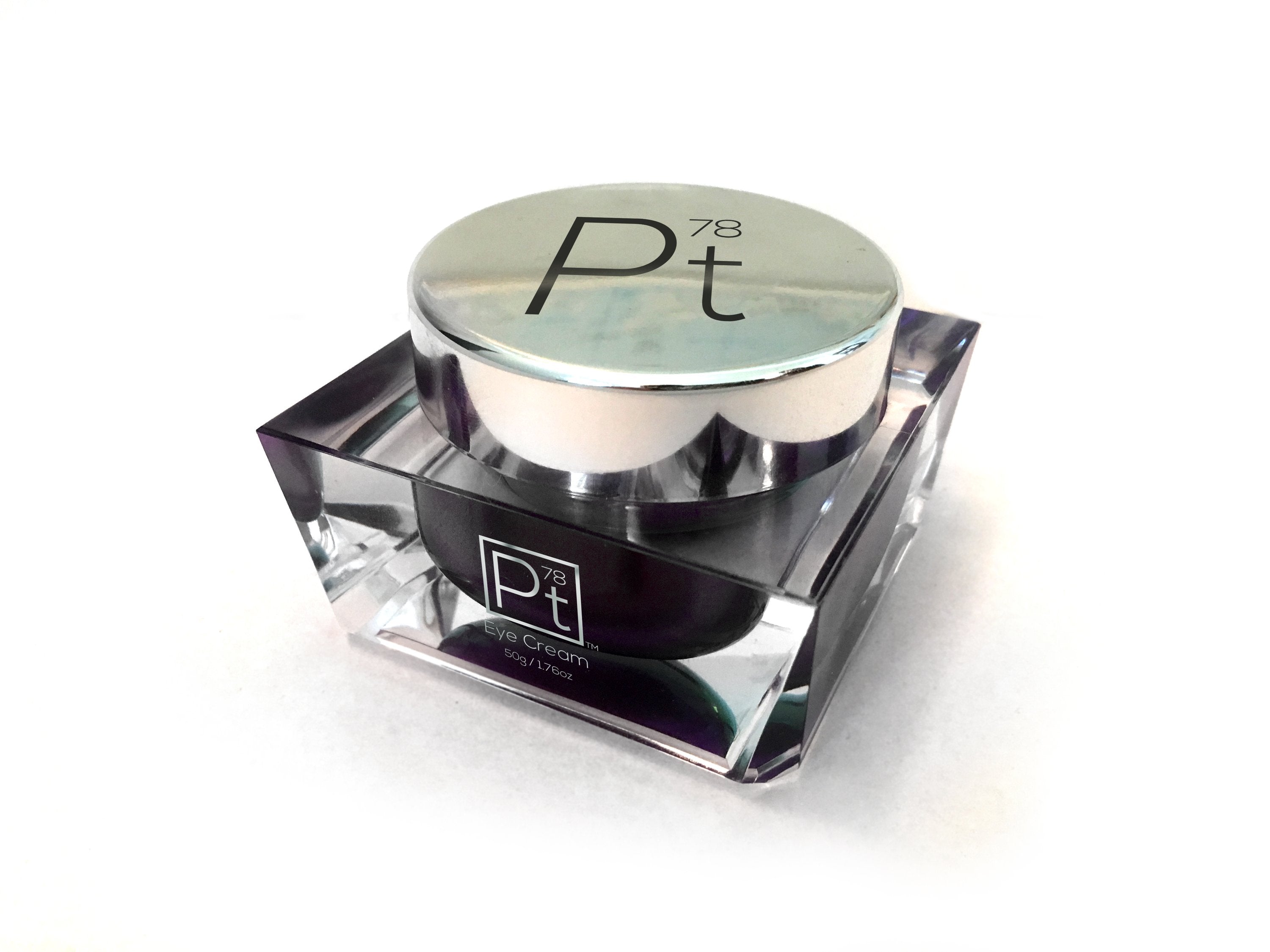 Amaranth Daisy Platinum Eye Cream in a sleek jar, designed for skincare and reducing puffiness around the eyes.