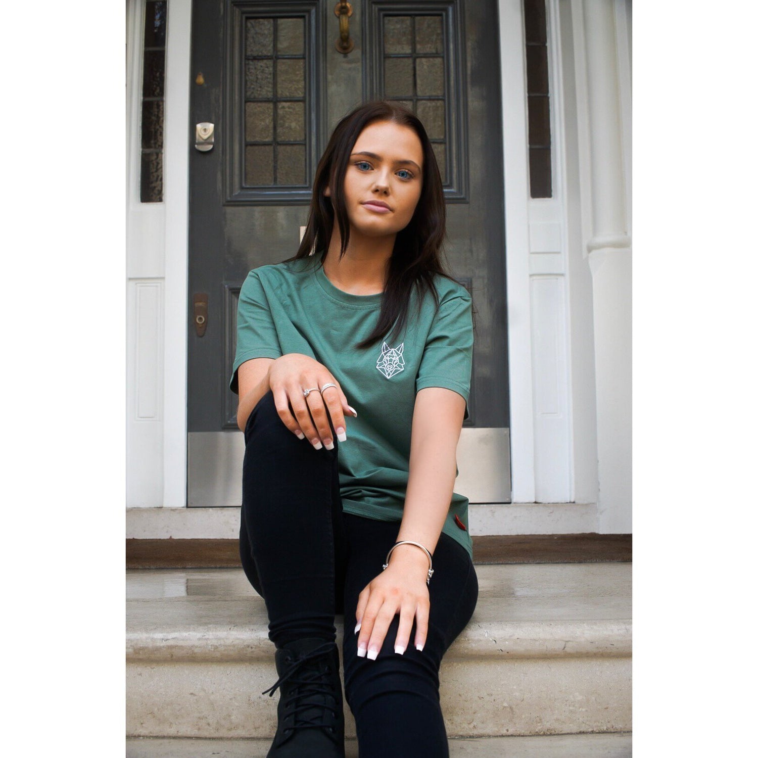 Green Grey Beech Signature Logo T-shirt with branding on the front, casual fit, and soft fabric.
