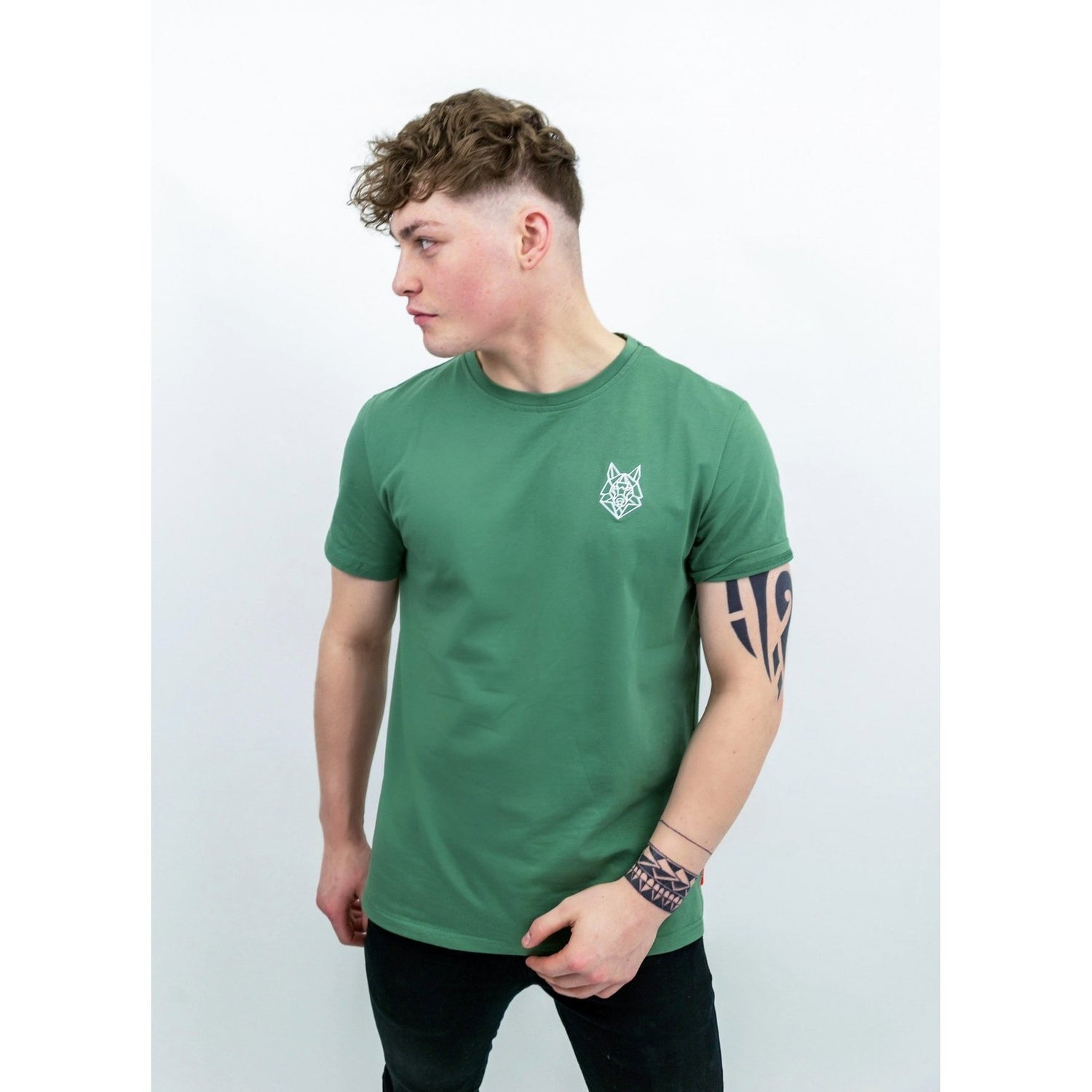 Green T-shirt with Grey Beech signature logo, casual cotton T-shirt featuring a stylish design and comfortable fit.