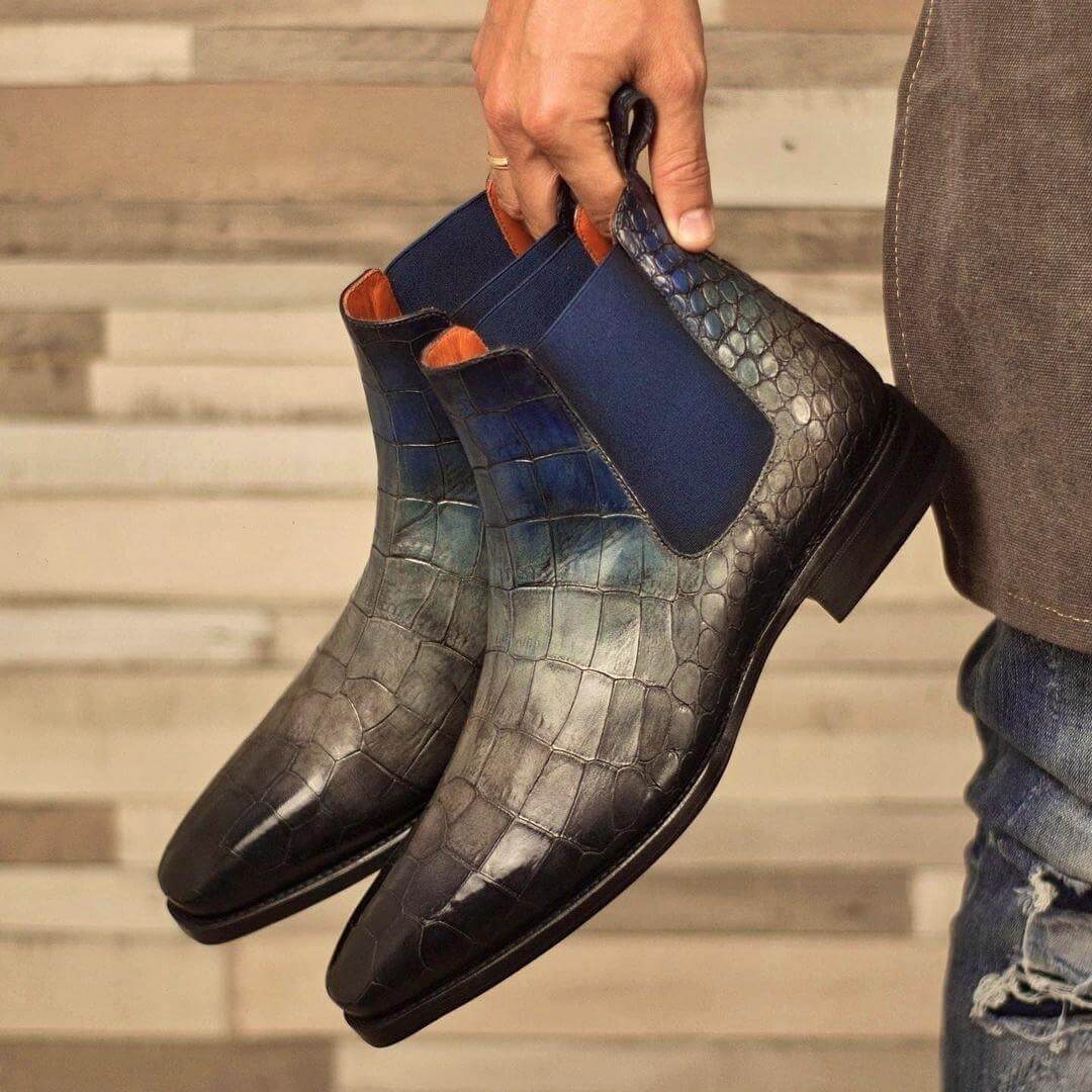 Magenta Apple Cina Patina Chelsea Boots II, stylish brown leather footwear with elastic side panels and pull tabs.