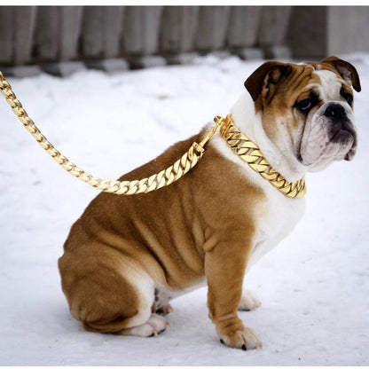 Almandine Kilo Cuban Link pet leash with durable chain design, suitable for dogs, in a close-up view.