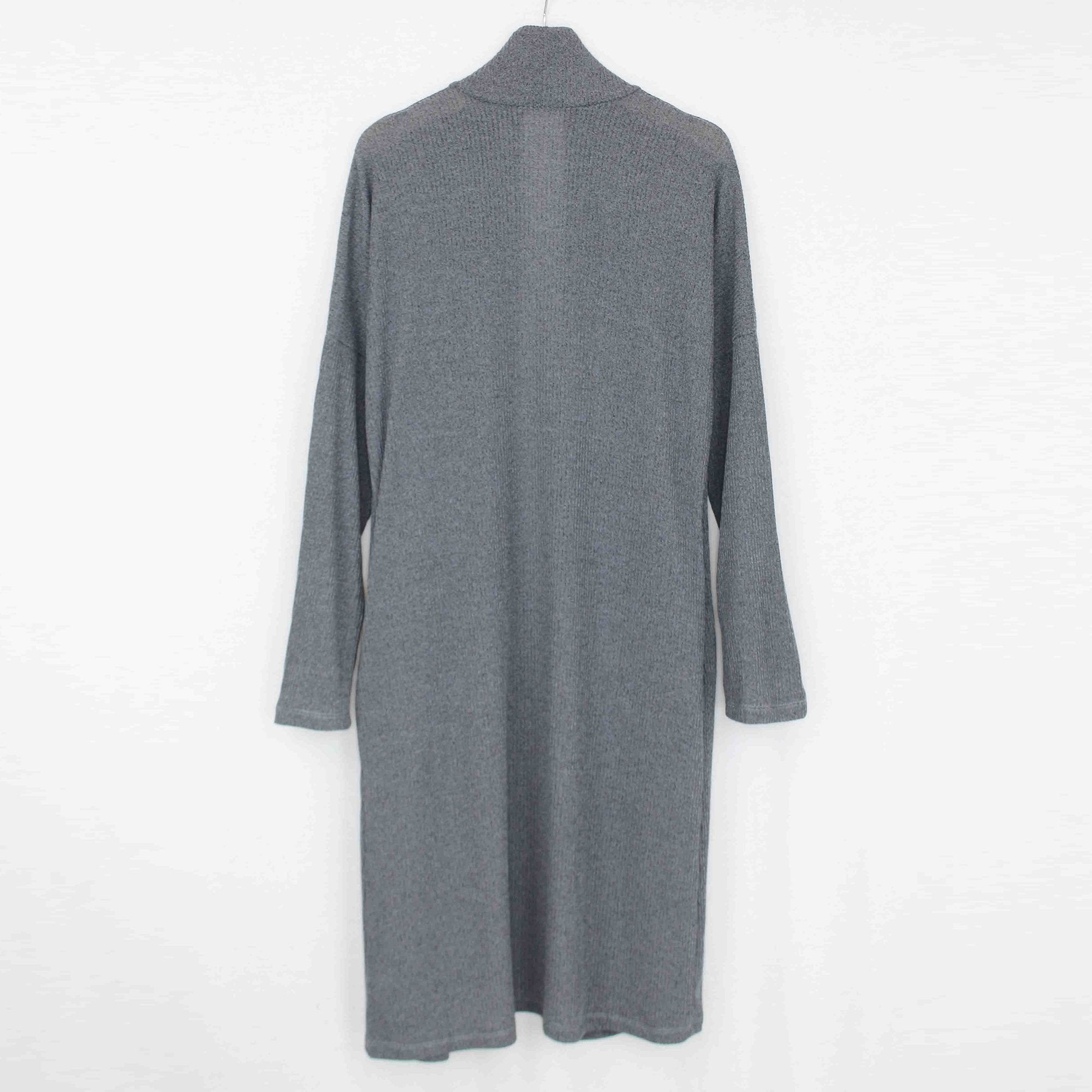 Yellow Hera long sleeve maxi cardigan with a soft knit fabric, styled as a versatile jacket or coat.