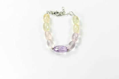 Pastel Sparkles Quartz Stone bracelet by Silver Hestia featuring smooth, round beads with a subtle shimmer.