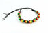 Colorful Rasta friendship bracelet from Silver Hestia featuring vibrant woven threads and traditional bead accents.