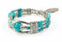 Silver Hestia feather charm and beads bracelet with delicate silver accents, featuring a chain design and boho-inspired style.