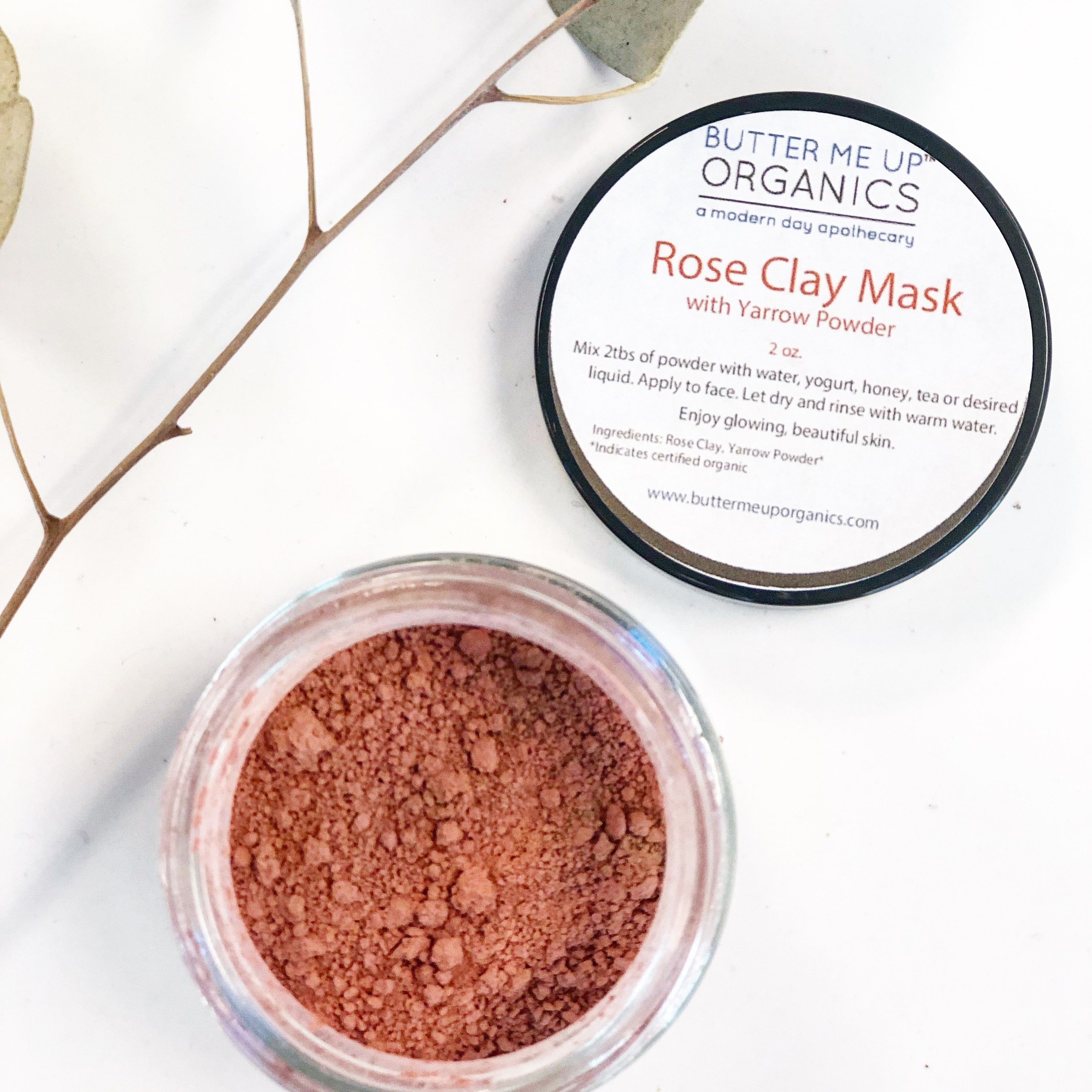White Smokey Rose Clay Face Mask jar with a smooth, pink clay texture and a clean, white lid.