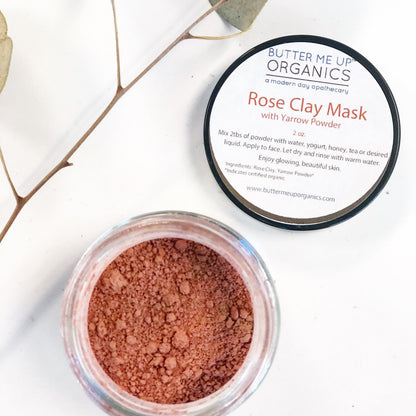 White Smokey Rose Clay Face Mask jar with a smooth, pink clay texture and a clean, white lid.