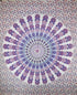 Peacock feathers mandala tapestry by Silver Hestia, vibrant home decor wall hanging with intricate feather and mandala design.