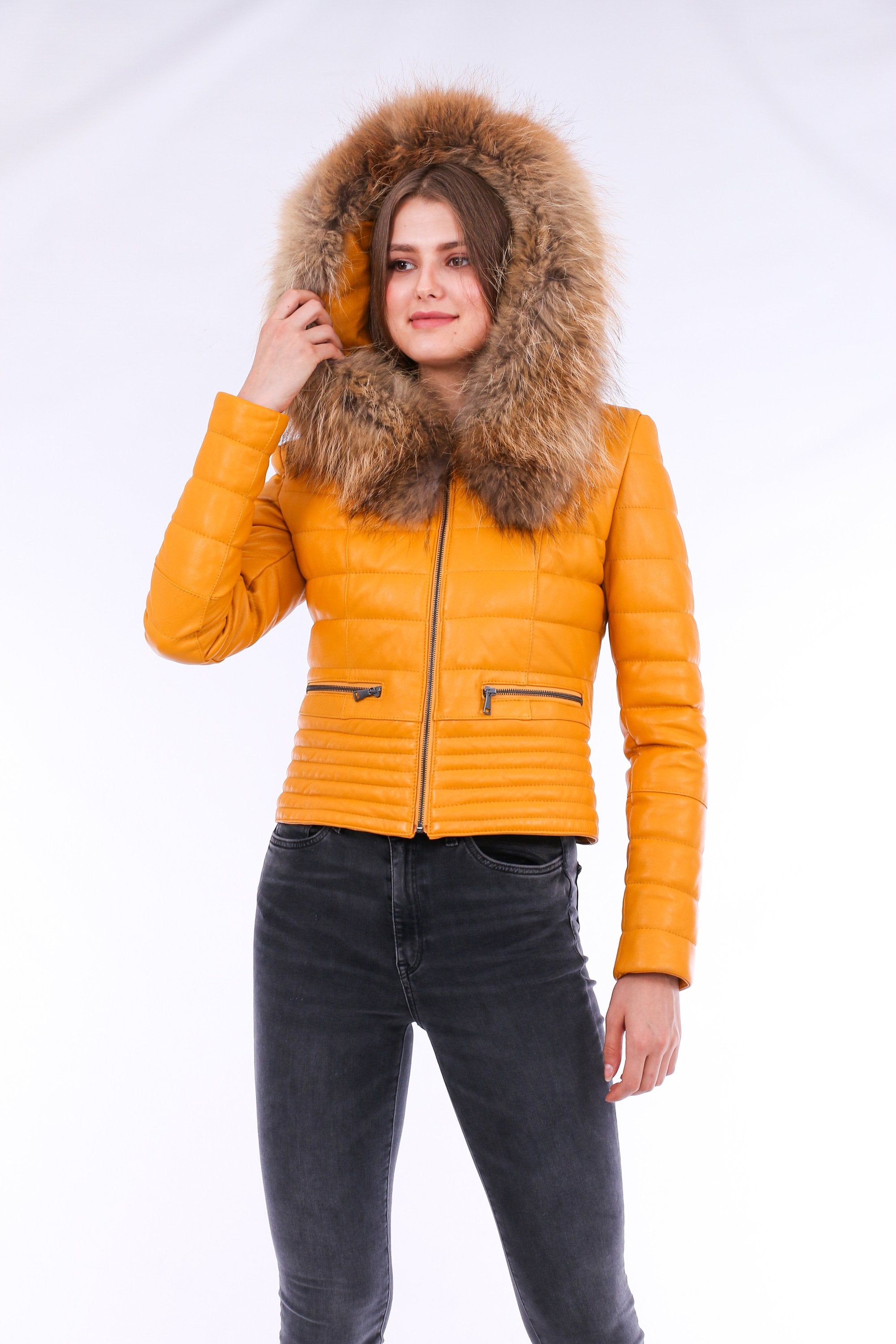 Sangria Iapetus Anoraq quilted leather jacket with a stylish design, featuring a fitted silhouette and detailed stitching.