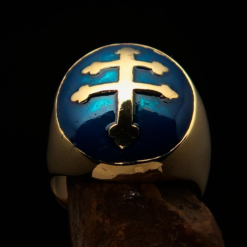 Solid blue Cross Lorraine men&