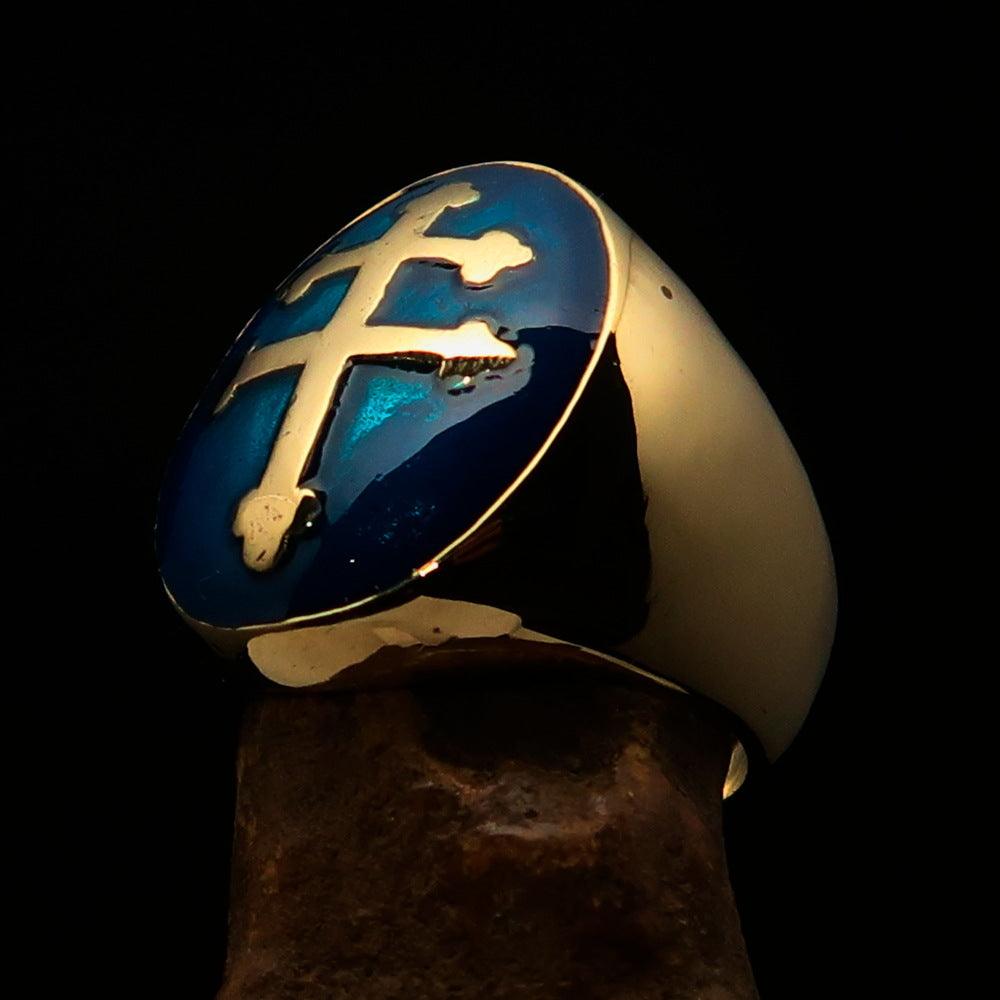 Solid blue Cross Lorraine men&