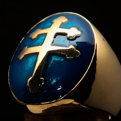 Solid blue Cross Lorraine men&