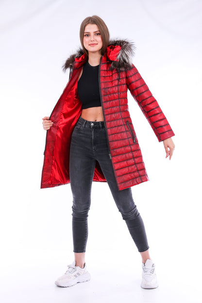 Sangria Iapetus Inverno Leather Trench Coat in black, stylish jacket with classic collar and button details, full-length view.