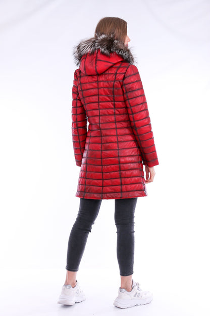 Sangria Iapetus Inverno leather trench coat, stylish brown jacket with classic design and belt, displayed on a hanger.
