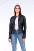 Sangria Iapetus Venici Leather Biker Jacket displayed on a hanger with detailed stitching and classic biker style.