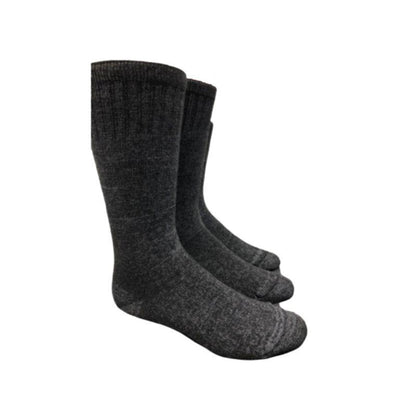 Olive Prometheus Sierra Socks for men and women, full cushion hiking and hunting socks, displayed in a 3-pack on a white background.
