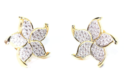 Silver Hestia five petal flower stud earrings with delicate floral design on sterling silver posts.