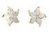 Silver Hestia five petal flower stud earrings with detailed flower design and silver finish.