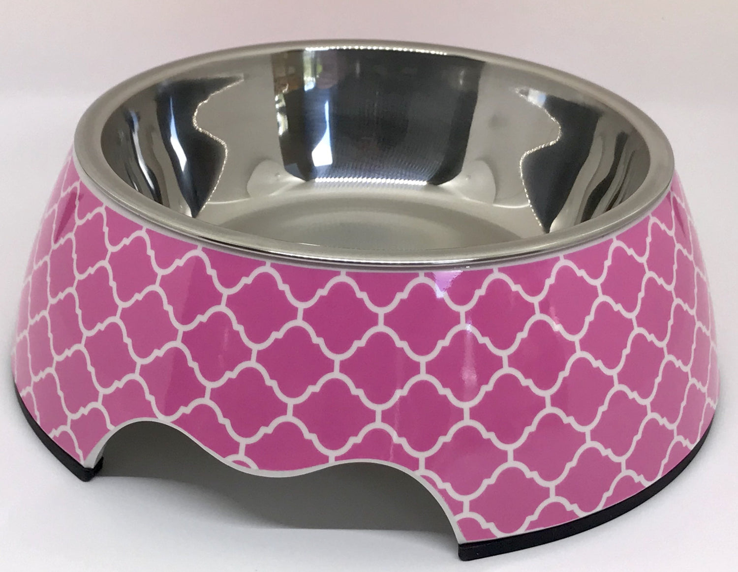 Pink medium-sized dog bowl from Plum Semele, featuring a cute design, ideal for pet feeding and durable for daily use.