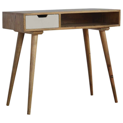Jade Epimetheus writing desk with a hand-painted drawer, showcasing a wooden surface and artistic decorative detail.