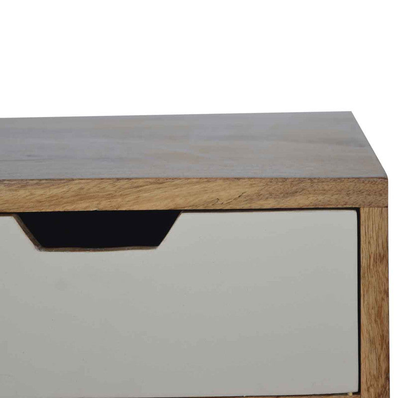 Hand-painted writing desk by Jade Epimetheus featuring a decorative drawer and elegant wood finish.