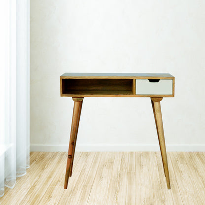 Hand-painted drawer writing desk from Jade Epimetheus featuring a stylish wooden furniture design and intricate painted details.