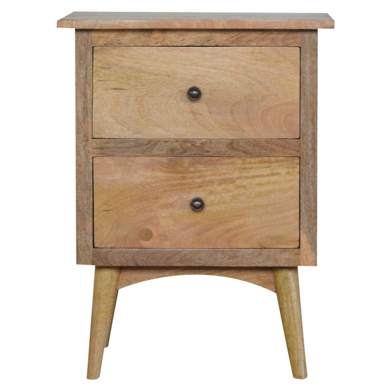 Nordic style bedside table by Jade Epimetheus with two drawers, showcasing sleek wood finish and modern design.
