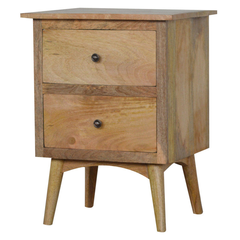 Nordic style Jade Epimetheus bedside table with two drawers, modern furniture piece in a natural wood finish.