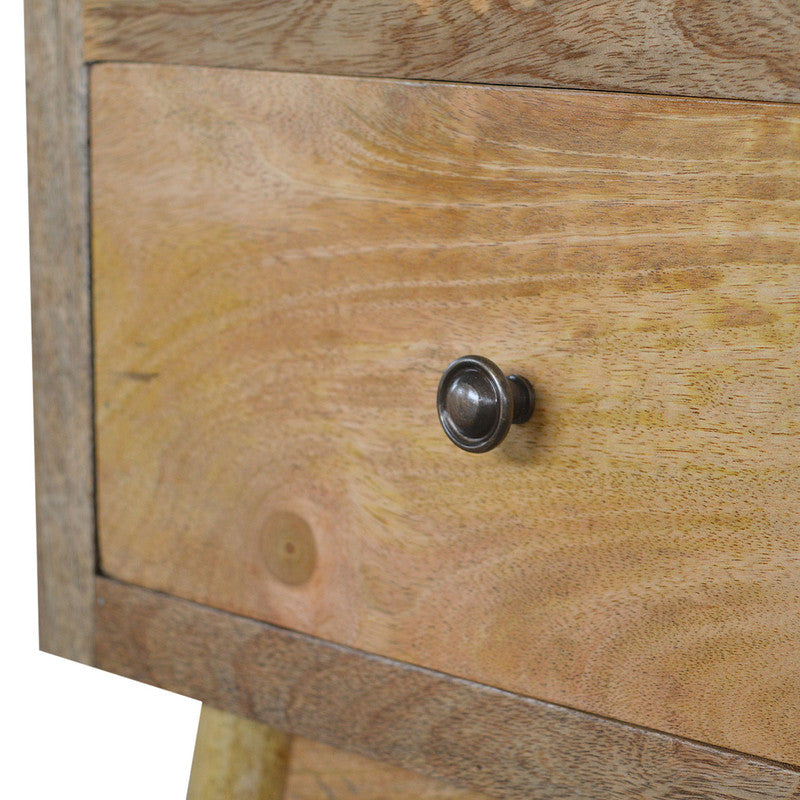 Nordic style bedside table with two drawers from Jade Epimetheus, featuring clean lines and a modern wooden finish.